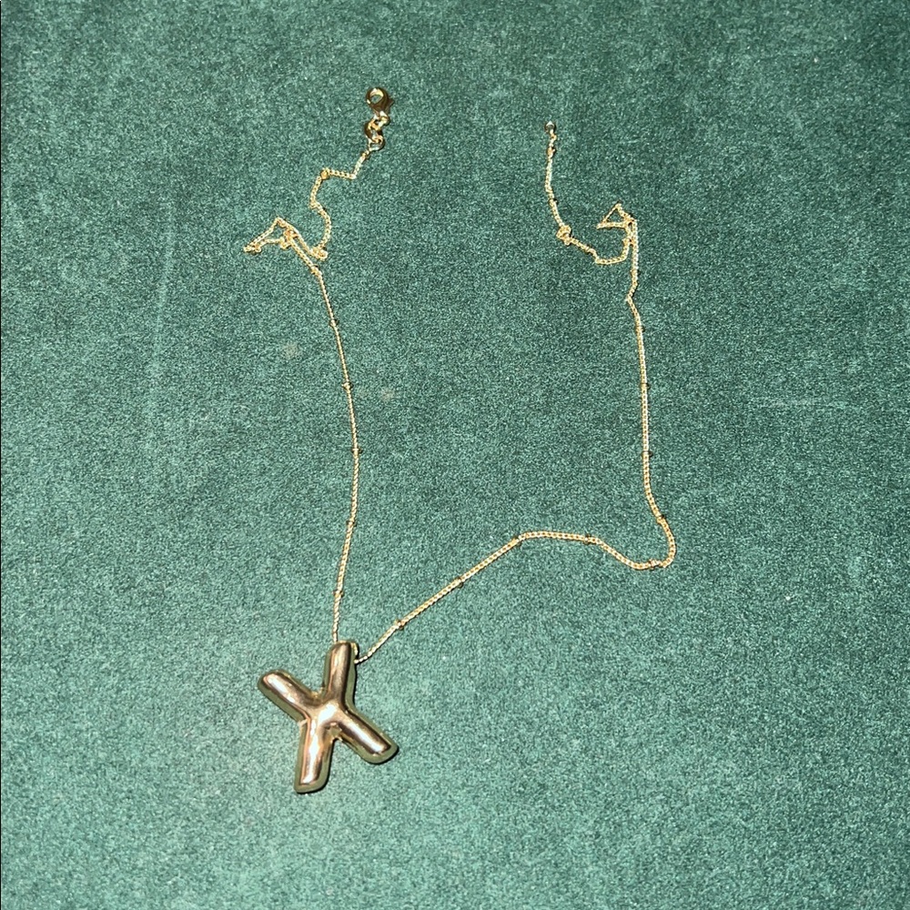 Gold Pendant Necklace with “X” pendant